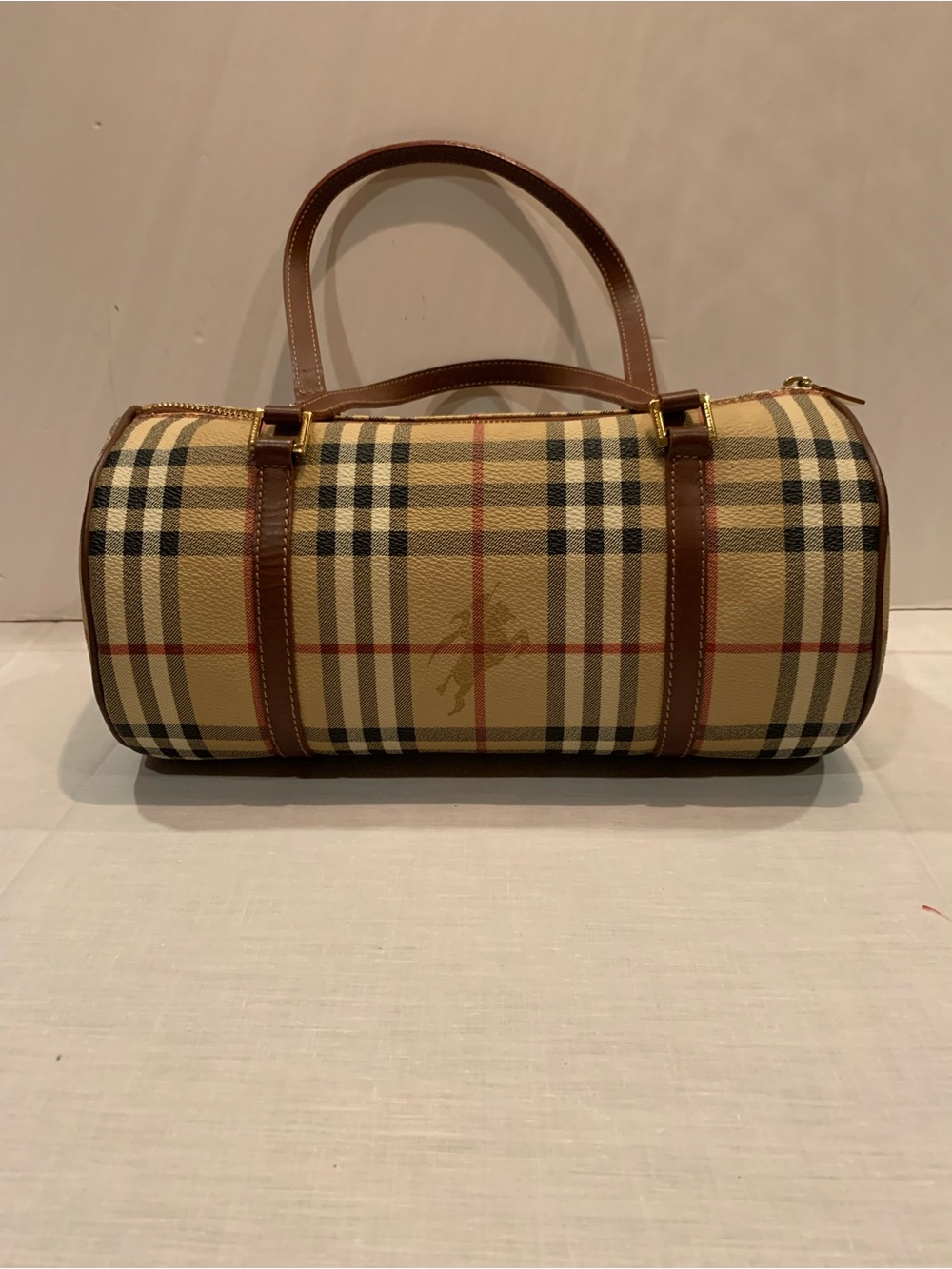 Burberry Haymarket Check Barrel Bag serial number S-04-1 - Picture 2 of 14